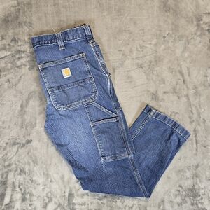 Carhartt Rugged Flex Relaxed Fit Utility Jeans Size 33x30 Light Wash Blue Denim